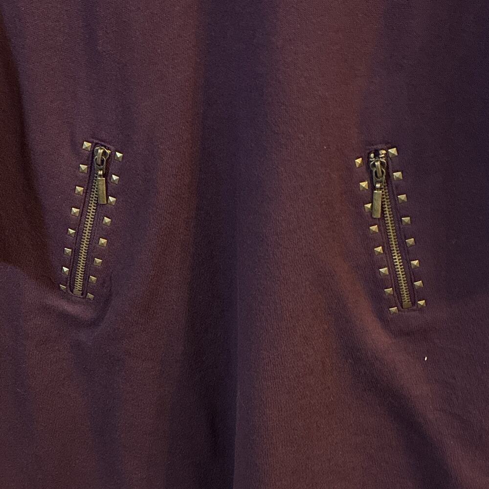 Valerie Stevens Purple Knit Mini Tunic Sweater Dress Studs Zipper Faux Pockets S - Picture 4 of 8